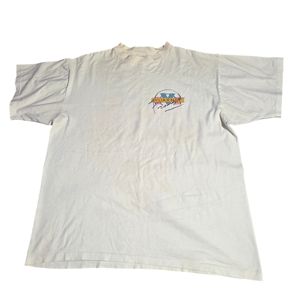Vintage 90s Vuarnet France T Shirt Mens XL White Delta Single Stitch Graphic Tee - Picture 2 of 10